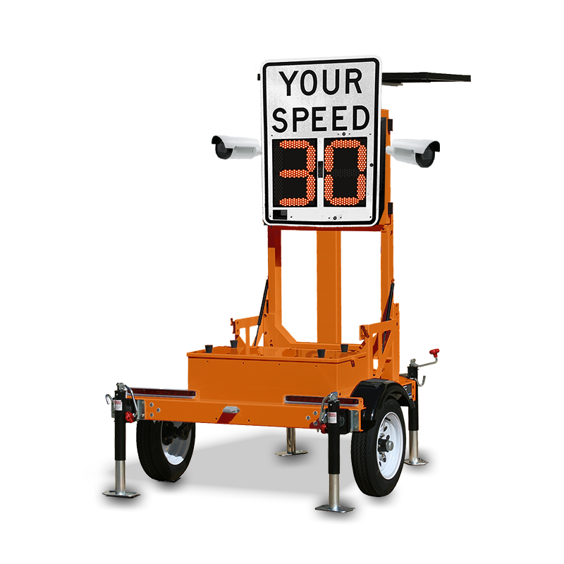 VCalm®TSR-L18 Small Trailer with VCalm®L18 Lightweight Speed Feedback Radar Sign (Orange)